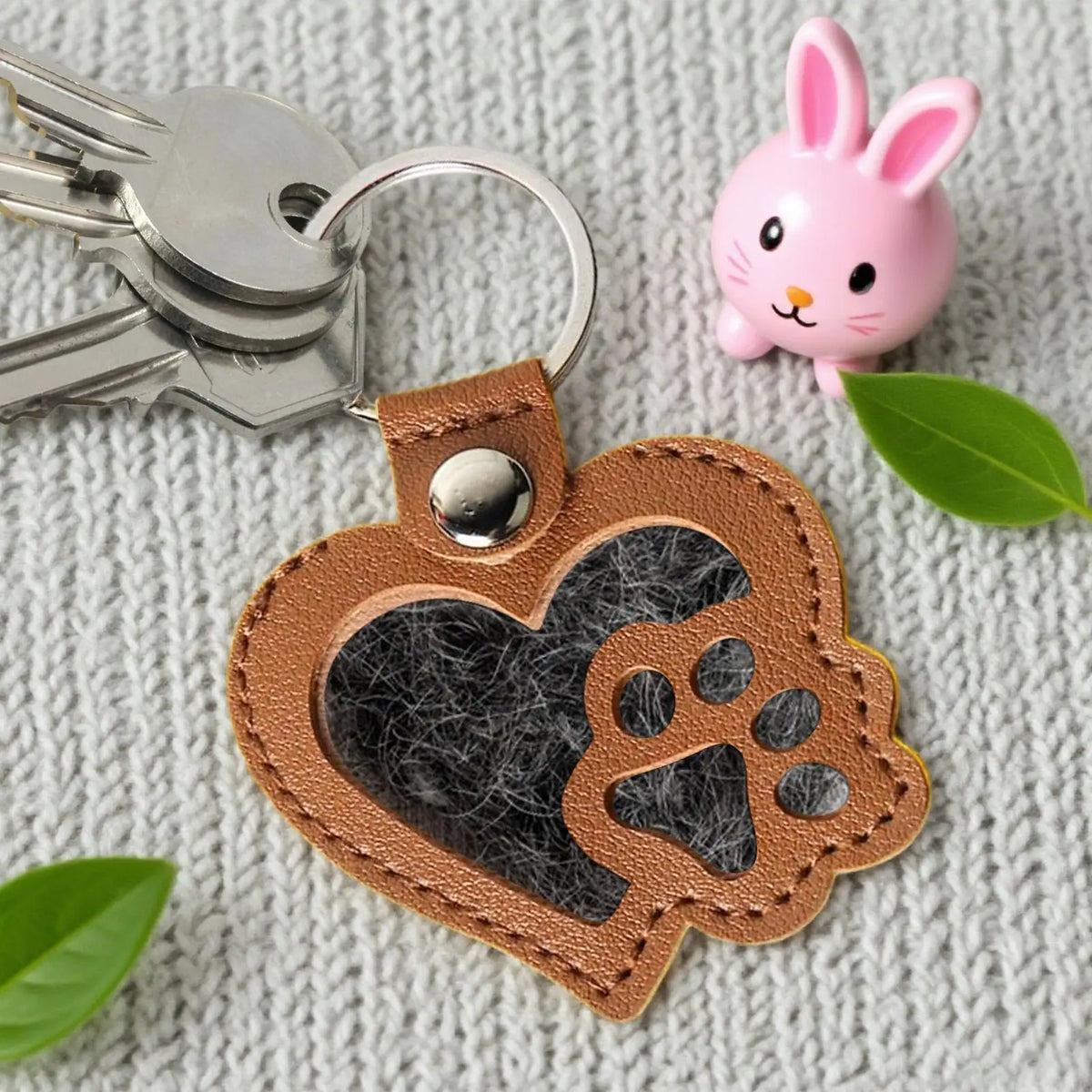 Leather Pet Hair Collector Keychain | Dog Keepsake Pendant