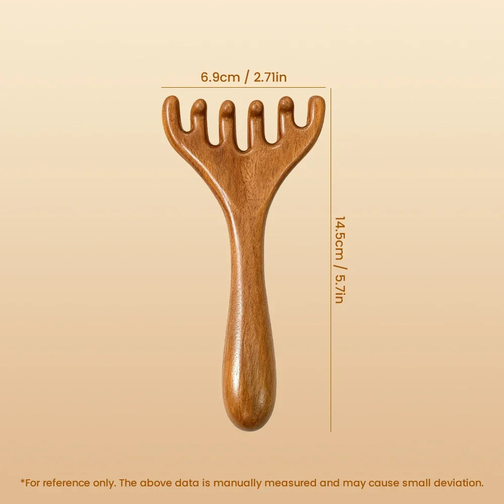 Sandalwood Five-Claw Scalp Massager & Gua Sha Comb