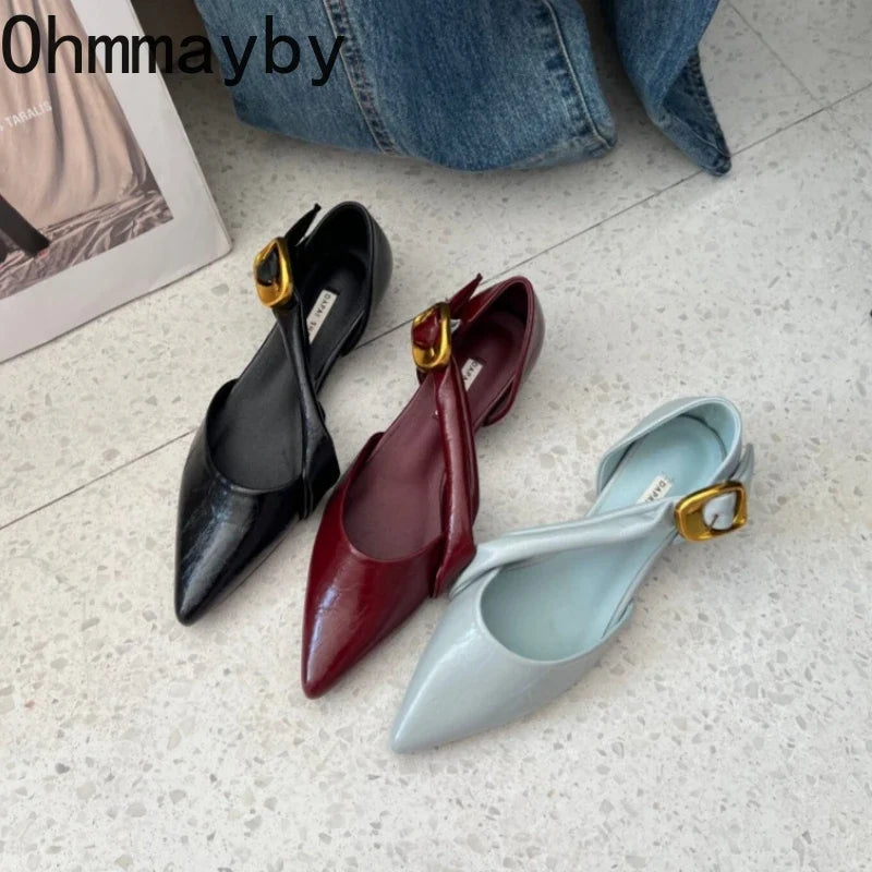 Women's Wedge Sandals – Pointed Toe Buckle Strap Dress Shoes