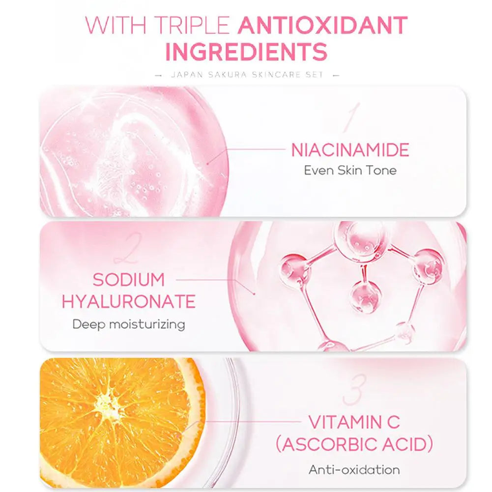 Sakura Skin Care Sets Cleanser Serum Eye Cream Facial Beauty Products