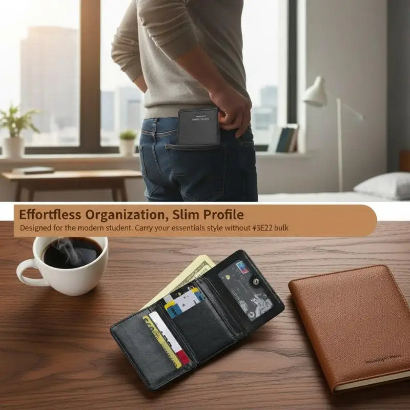 3-Fold PU Leather Card Holder Wallet | RFID Multi-Slot Purse