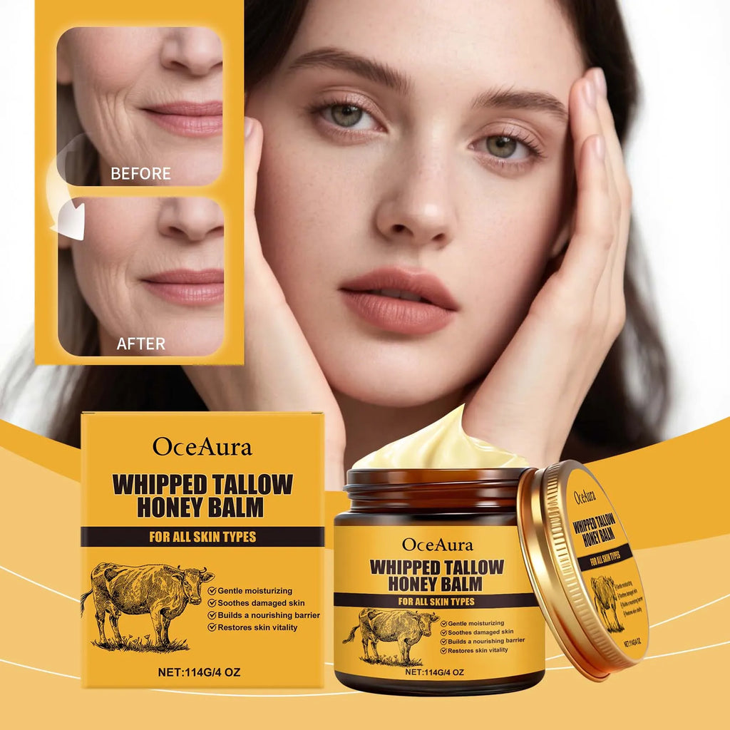 OceAura Beef Tallow & Honey Balm | Deep Hydrating Face Cream