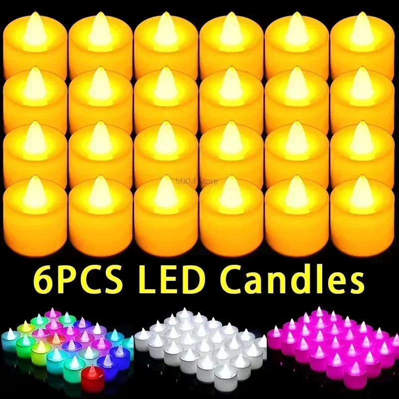 Flameless LED Tea Light Candles Set of 6 – Battery Included