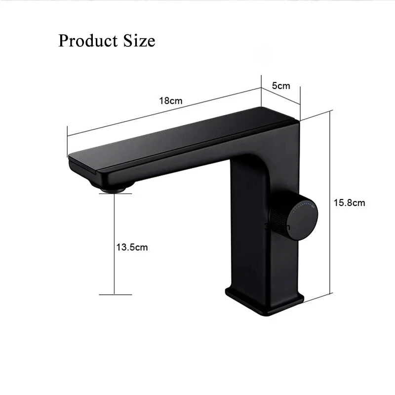 LED Digital Display Brass Basin Faucet | Hot & Cold Mixer Tap
