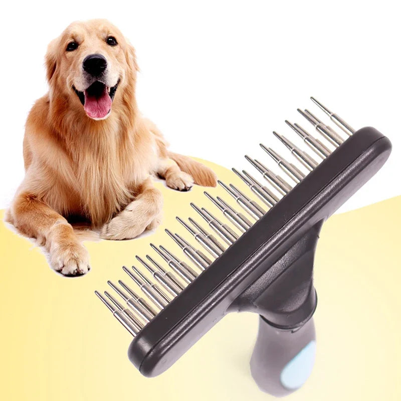 Dog Deshedding Dematting Rake – Double Row Pins for Dogs & Cats