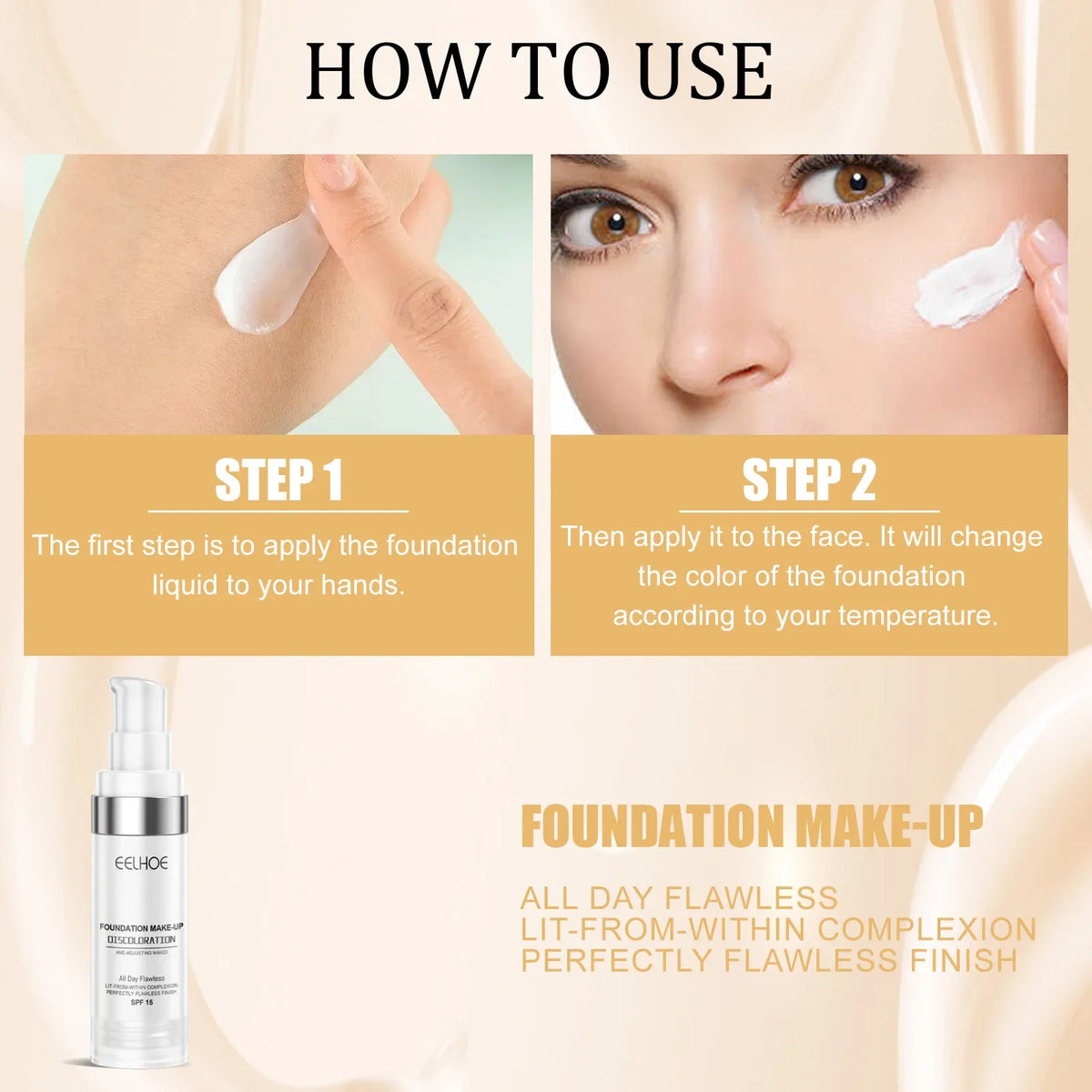 EELHOE Liquid Foundation – Full Coverage, Oil-Control & Hydrating
