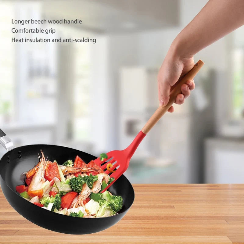 SHIBO Silicone Spatula Turner Set – Egg, Fish & Slotted Shovel