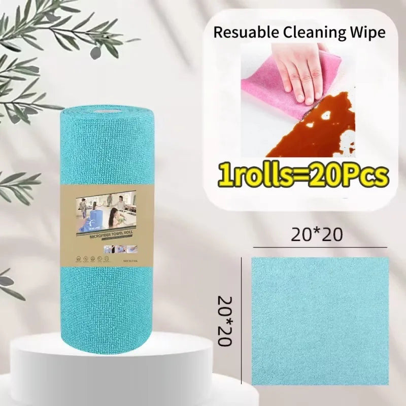 Reusable Microfiber Cleaning Cloth Roll – 20 Sheet Paper Towel Replacement