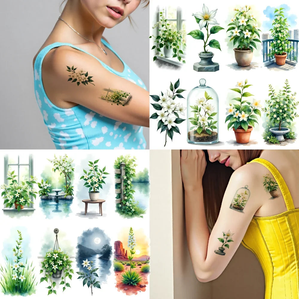 9-Pack Floral Temporary Tattoos – Waterproof Body Stickers