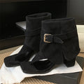 Women's Clip Toe Ankle Boot Sandals | Square Heel Buckle Strap