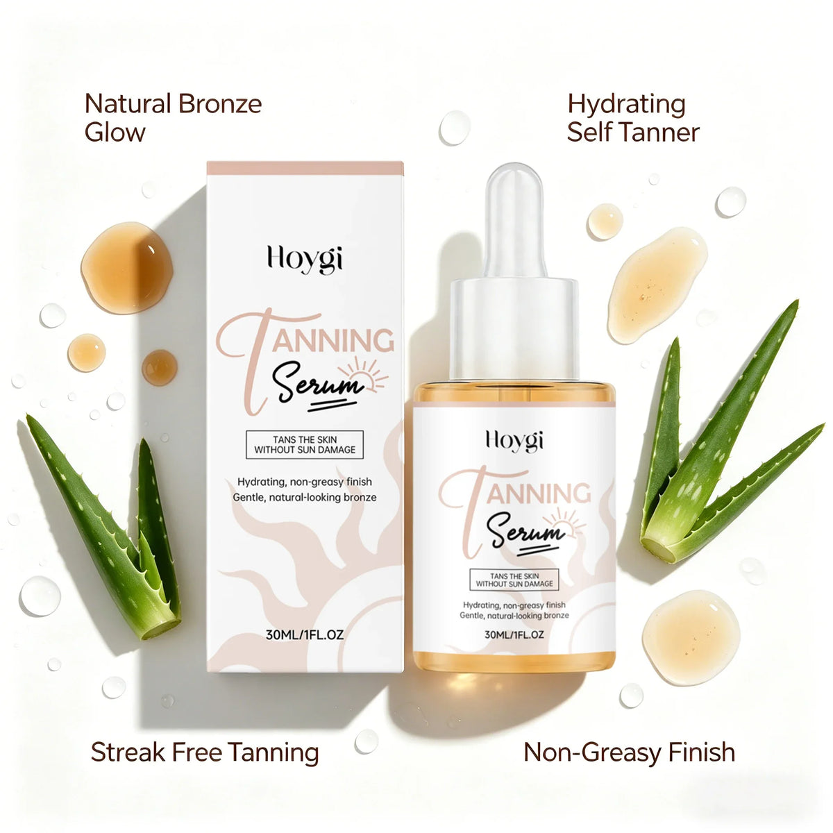 Hoygi Self Tanning Serum – Natural Bronze Glow, Streak-Free