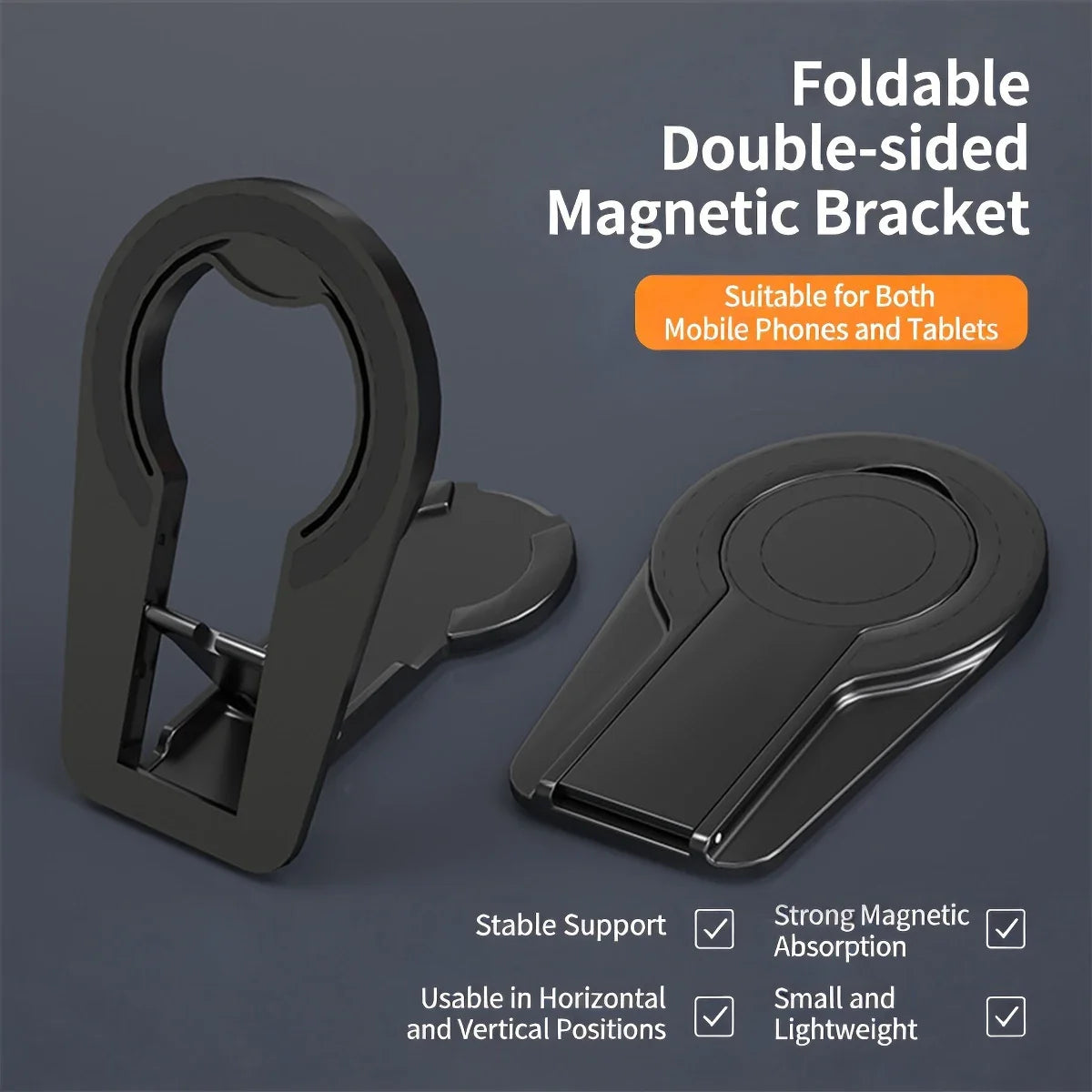 Foldable Dual Magnetic Phone Stand 360° Ring Holder for iPhone