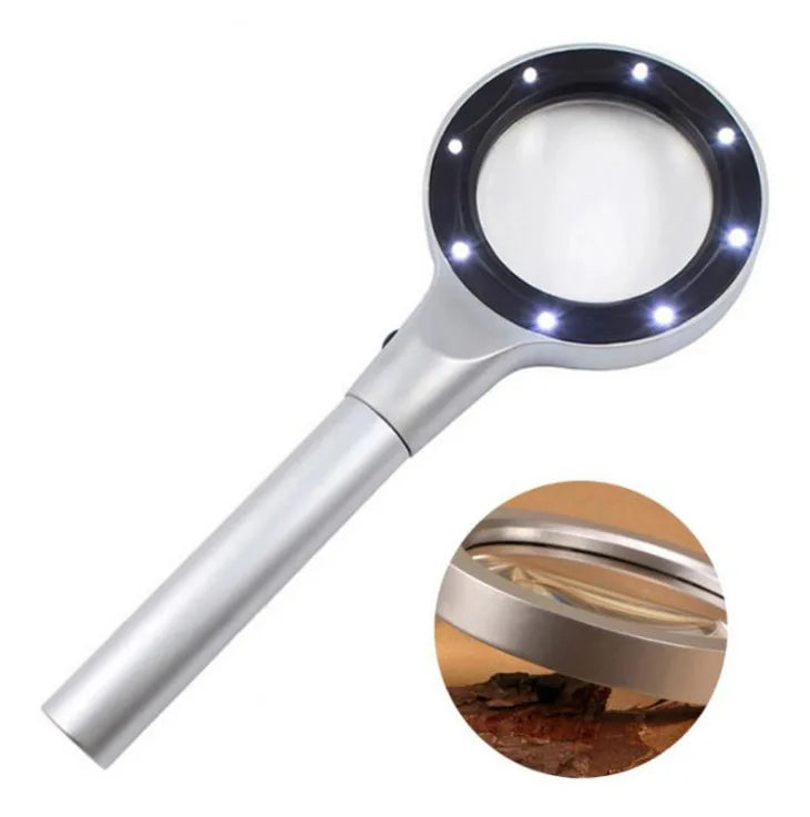 LED Magnifying Glass – Zinc Alloy Metal & Optical Glass Lens