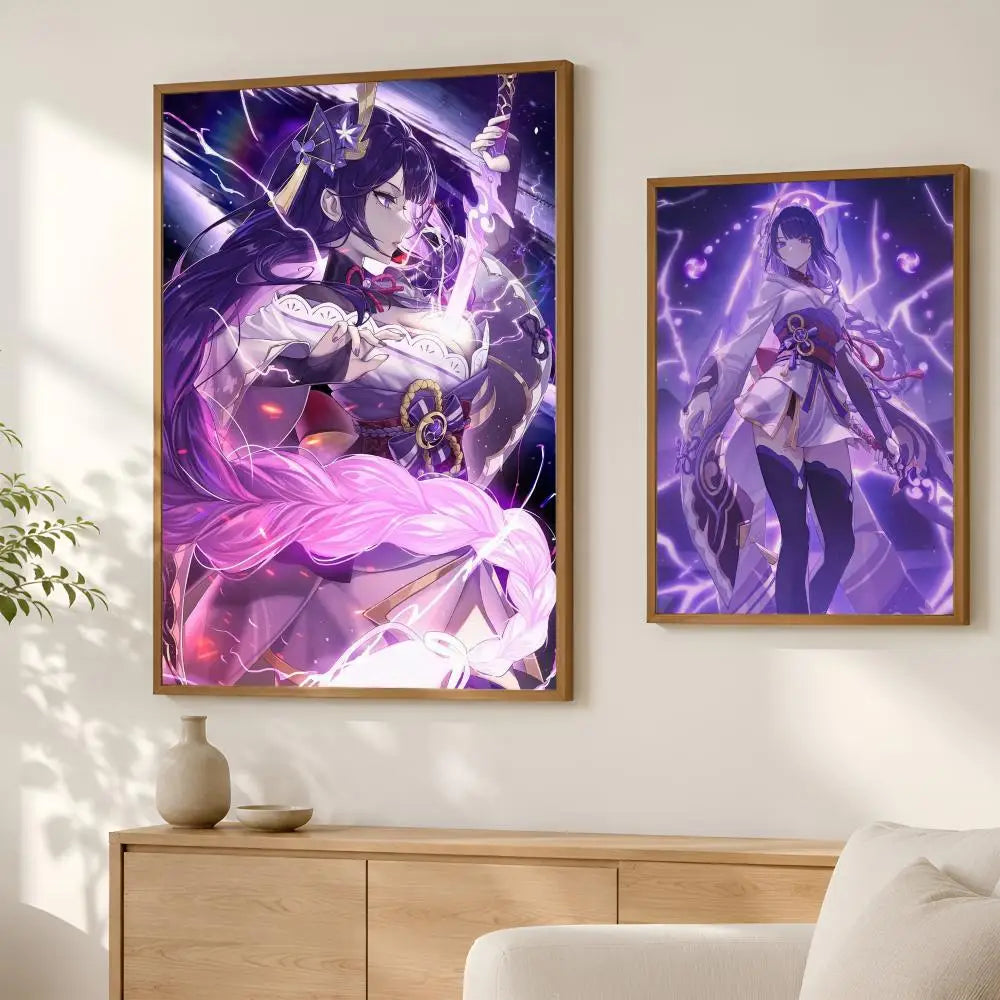 Genshin Impact Raiden Shogun HD Self-Stick Wall Art Poster