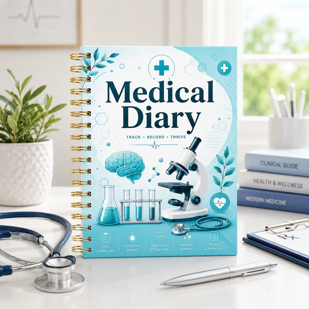 Medical Diary A5 Spiral Health Journal Daily Logs Wellness Tracker