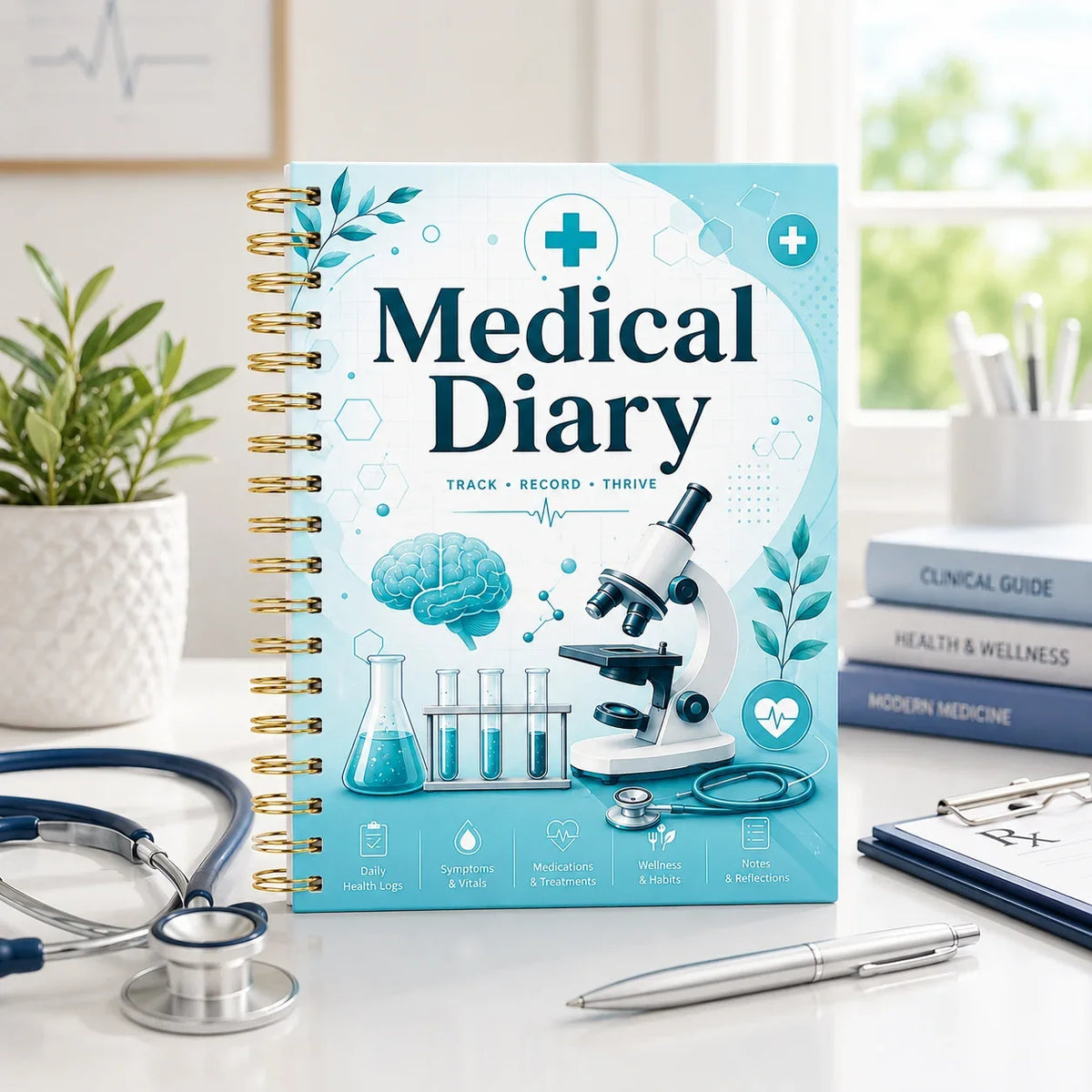 Medical Diary A5 Spiral Health Journal Daily Logs Wellness Tracker