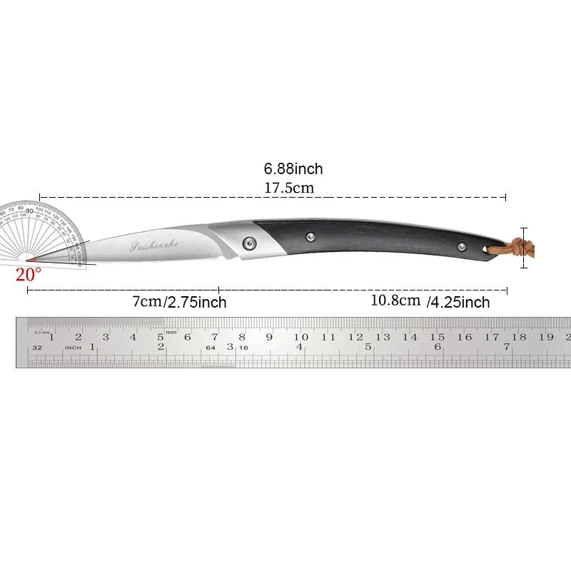 Japanese Folding Pocket Knife – Carbon Steel & Wood Handle