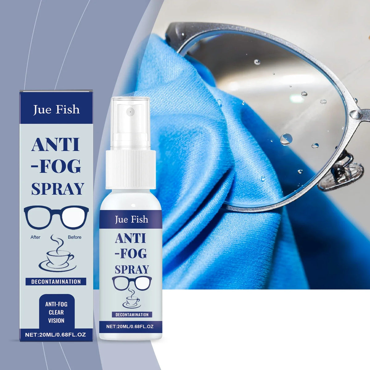Jue Fish Anti-Fog Spray for Glasses – Clear Vision Defogger