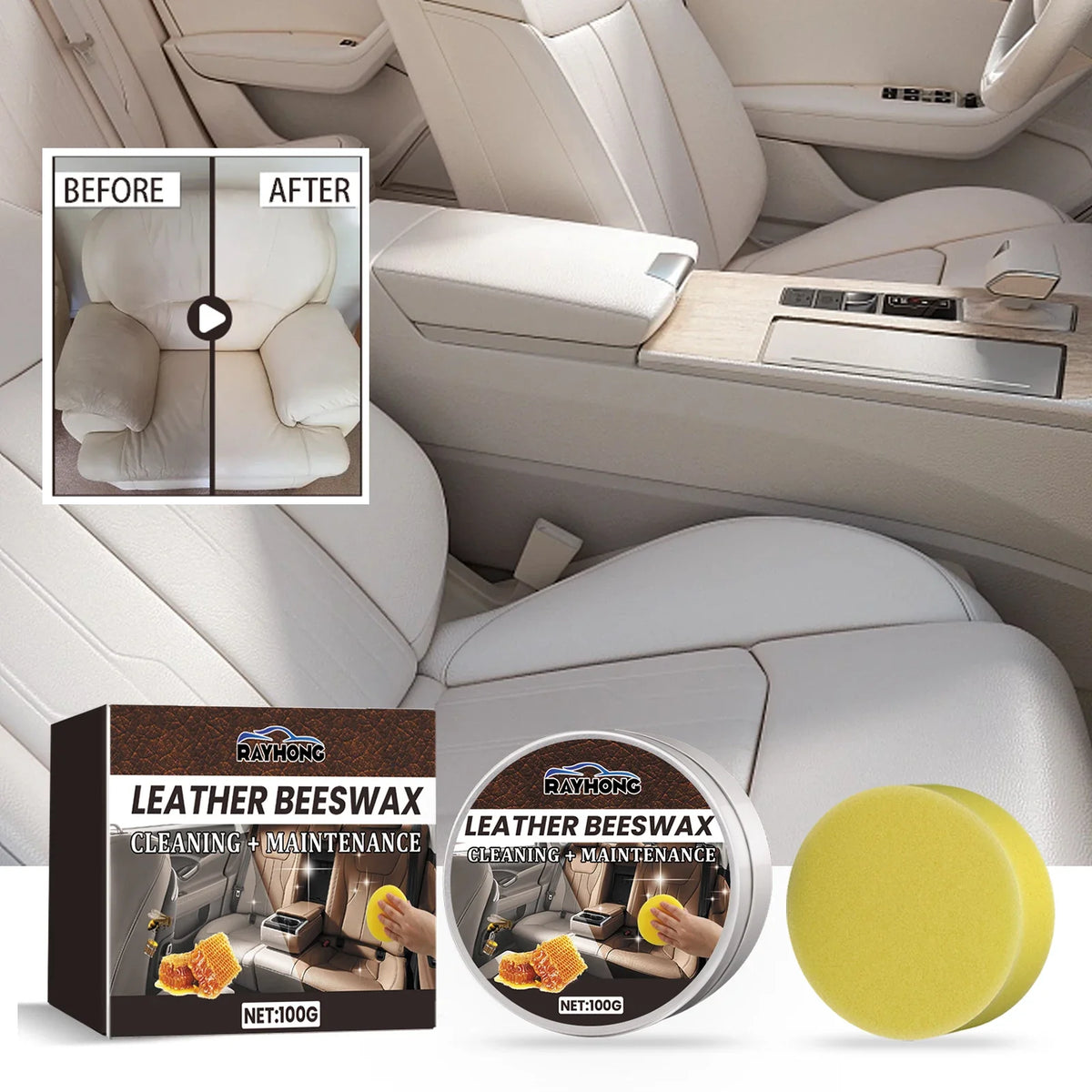 RayHong Leather Care Repair Cream – Car Seat & Sofa Restorer