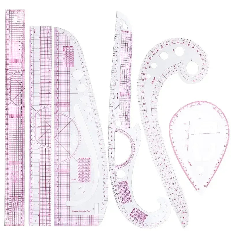 6-Piece French Curve Ruler Set | Flexible Sewing & Drafting Tool