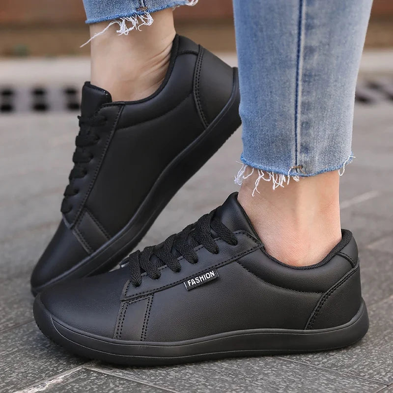 Women's Wide Barefoot Minimalist Sneakers – Lace-Up Flat Shoes