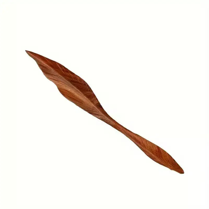 Retro Sandalwood Hairpin | Chinese Style Willow Leaf Hair Stick