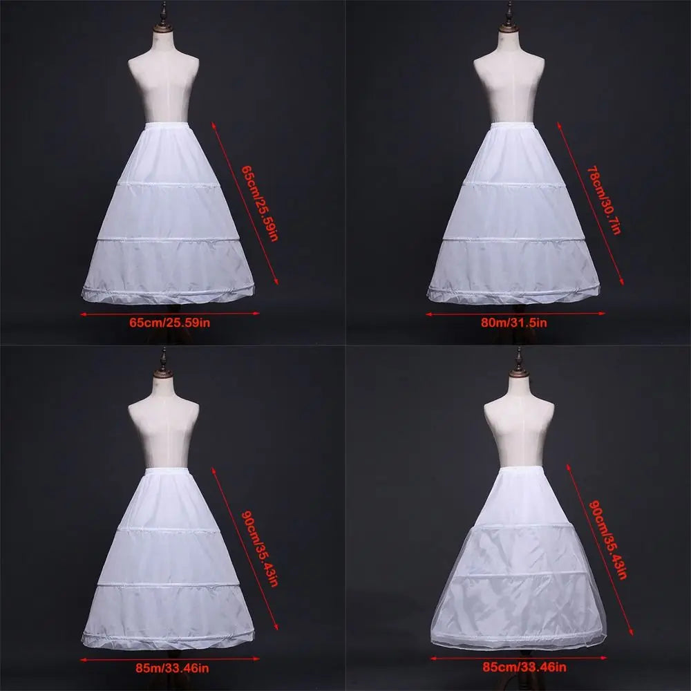 Women's 3-Hoop Crinoline Petticoat Underskirt 65/78/90cm