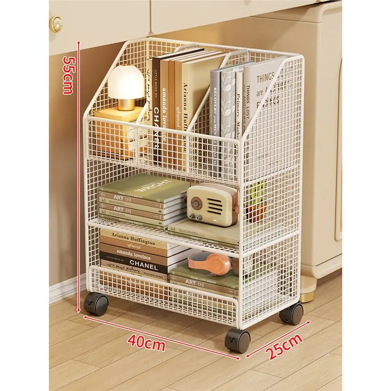 1 3 Levels Mesh Metal File Crate Organizer Wheels Layered Cart
