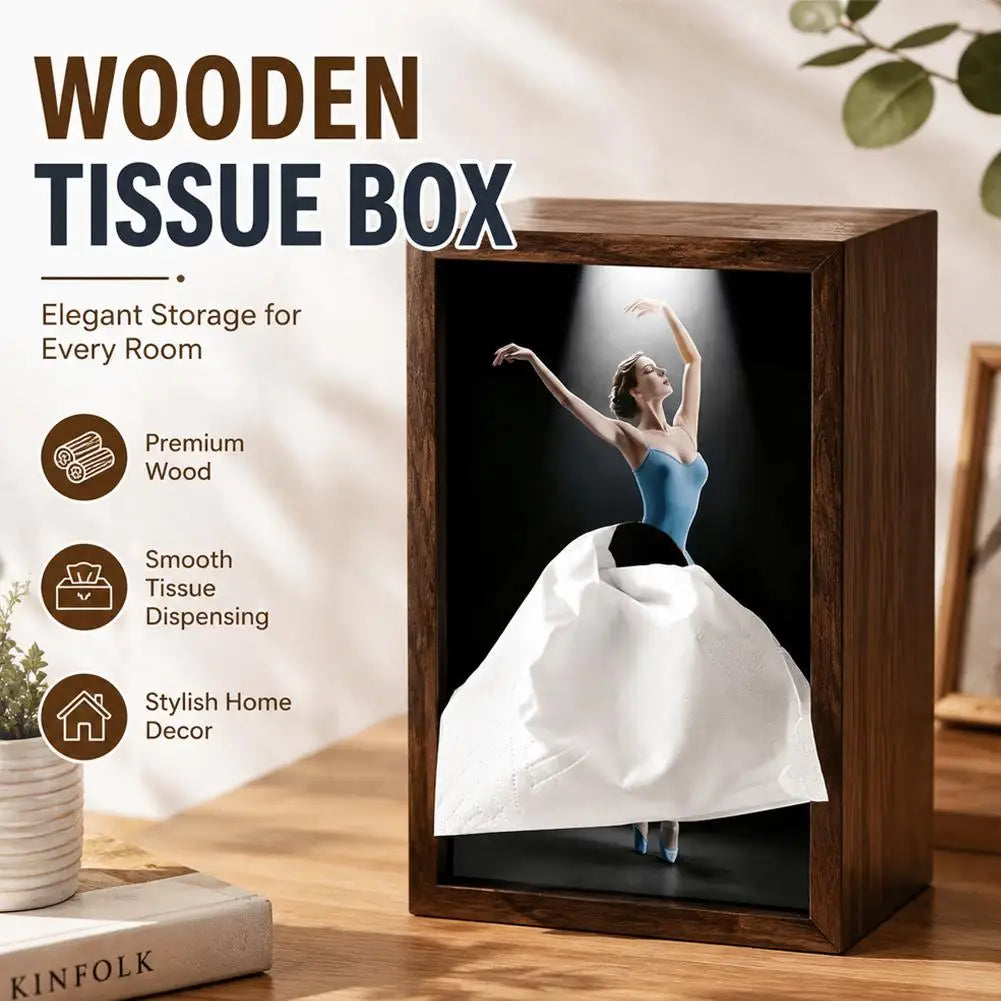 Ballerina Wooden Tissue Box Cover | Ballet Dancer Napkin Holder