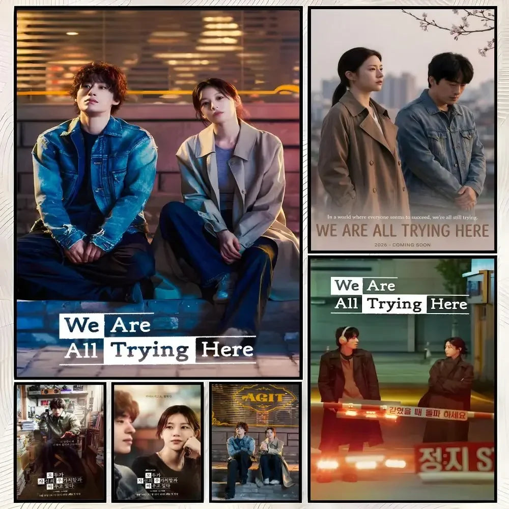 We Are All Trying Here Self-Stick HD Wall Art Poster