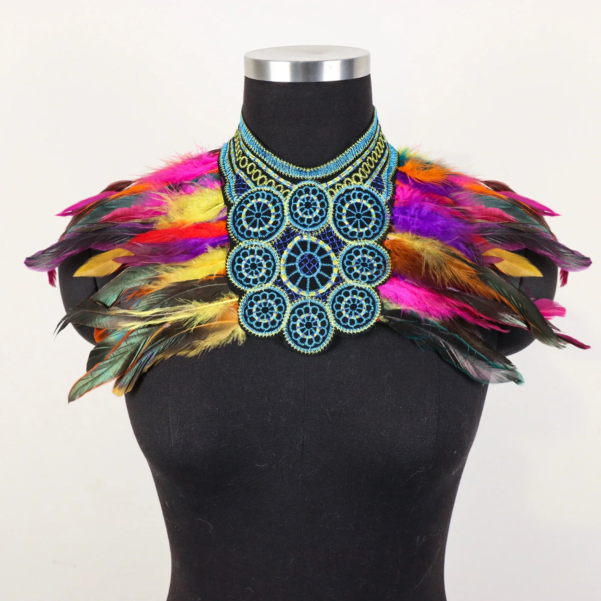 Cosplay Punk Goth Feather Collar Shoulder Women Lace Bolero Jacket