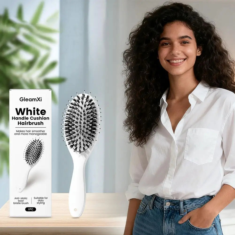 Boar Bristle Cushion Hair Brush – Anti-Static Styling Tool