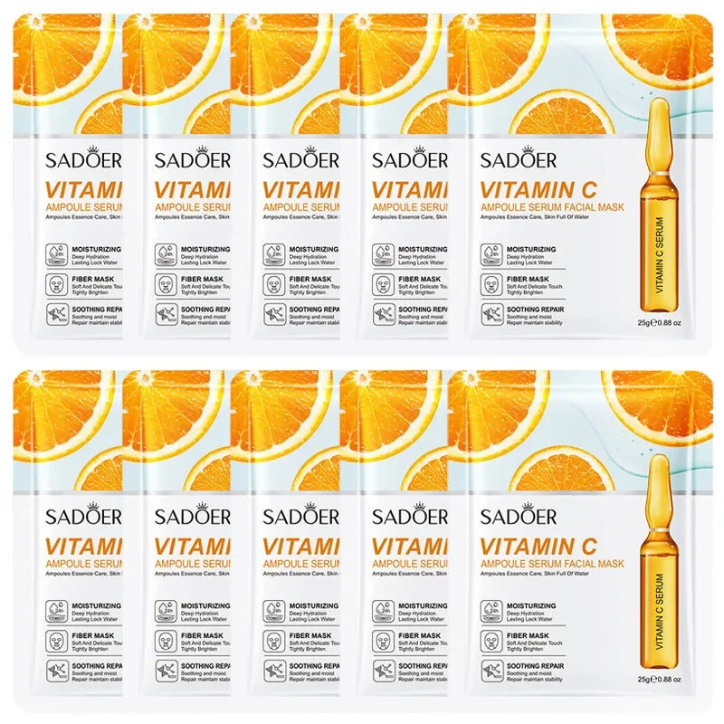 SADOER Vitamin C & Hyaluronic Acid Facial Mask 10-Pack