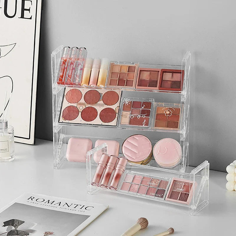 3-Layer Acrylic Cosmetics Display Rack & Desktop Organizer