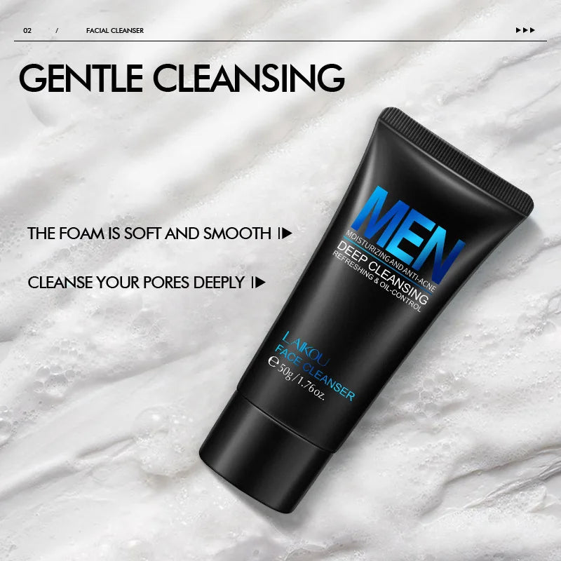 LAIKOU Men Facial Cleanser Face Washing Moisturizing Man Skin Care