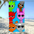 Sprunki Pattern Quick-Dry Beach Towel | Pool, Gym & Travel