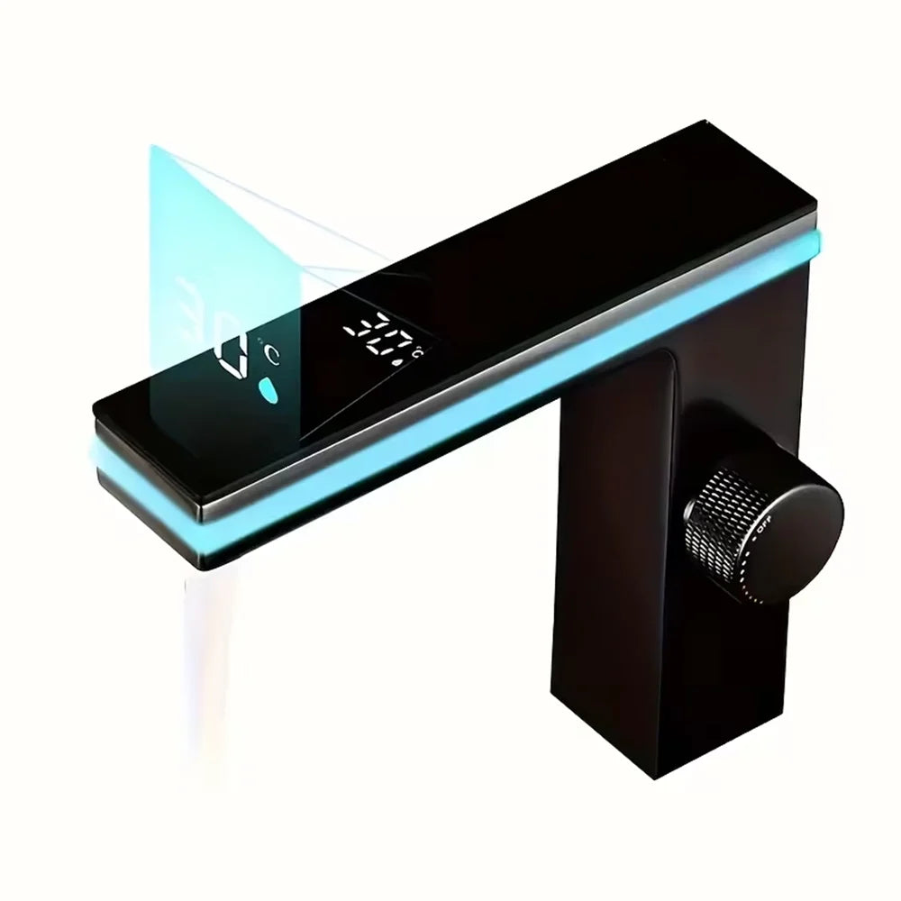 Black Bathroom Faucet with LED Digital Temperature Display