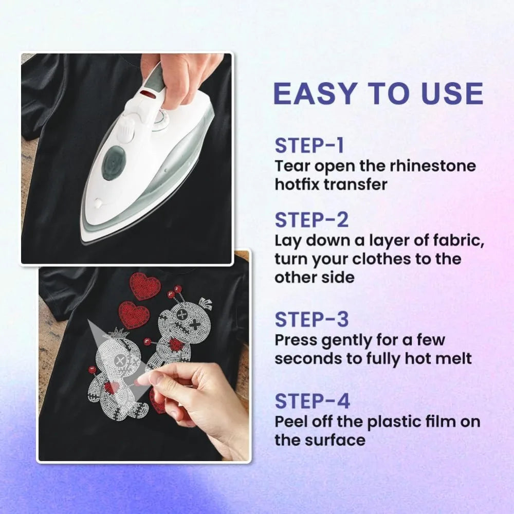 Glass Hotfix Rhinestone Iron-On Doll Appliqué 297x210mm