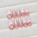 Ins Pink French Fake Nails 3D Sweet Bow Decor Press Full Cover Y2k
