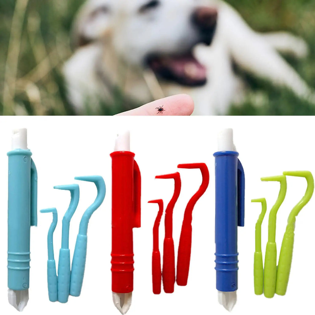 4-Piece Pet Tick Remover Kit – Hooks & Tweezers for Dogs & Cats
