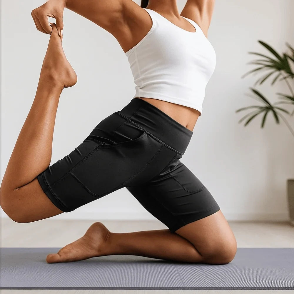 Women's High Waist Running Shorts – Quick Dry with Pockets
