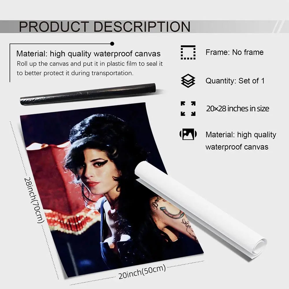 Amy Winehouse Canvas Wall Art – Frameless Music Poster Print