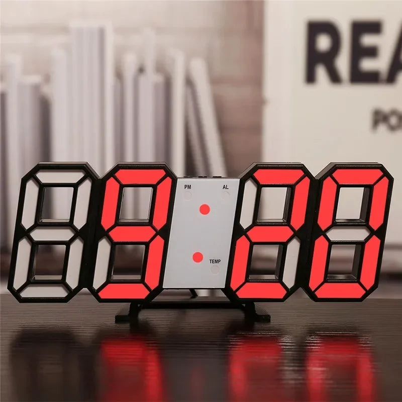 LED Digital Wall Clock – Alarm, Temp & Date Display
