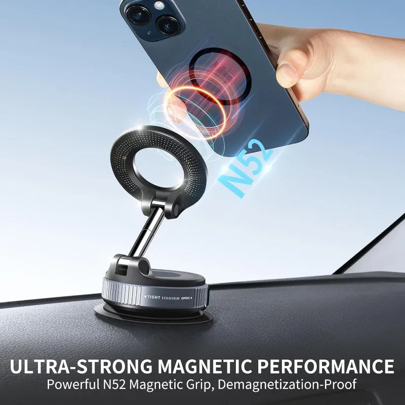 MagSafe Car Phone Mount – 360° Rotation Vacuum Suction Cup
