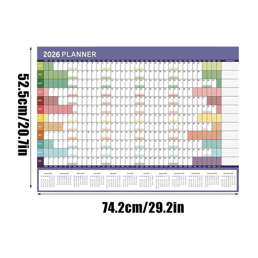 Yearly Calendar 2026 Monthly Wall Planner Reusable Scheduling