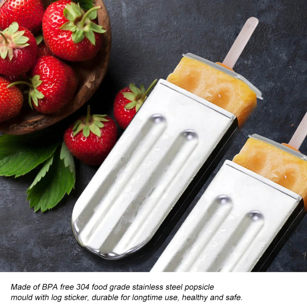 10 Molds Stainless Steel Ice Cream Mould Lolly Popsicle Stick Holder