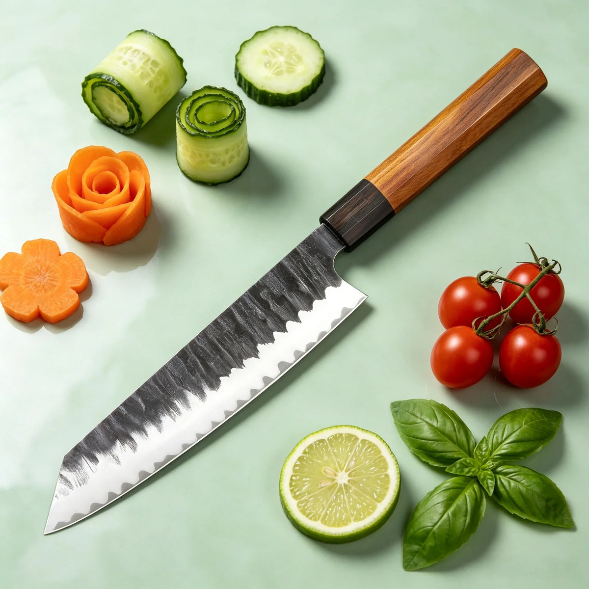 Kiritsuke Chef Knife – Clad Steel Blade & Wood Handle