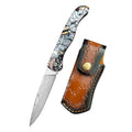 Damascus Steel Folding Pocket Knife – Sharp Blade, Resin Handle