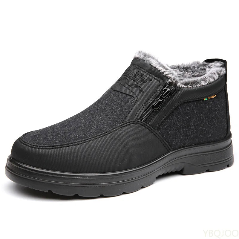 Men's Winter Plush Slip-On Ankle Boots | Warm Cotton Shoes