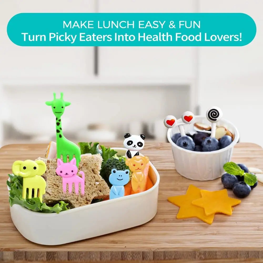 40-Piece Animal Bento Box Food Picks & Lunch Forks for Kids